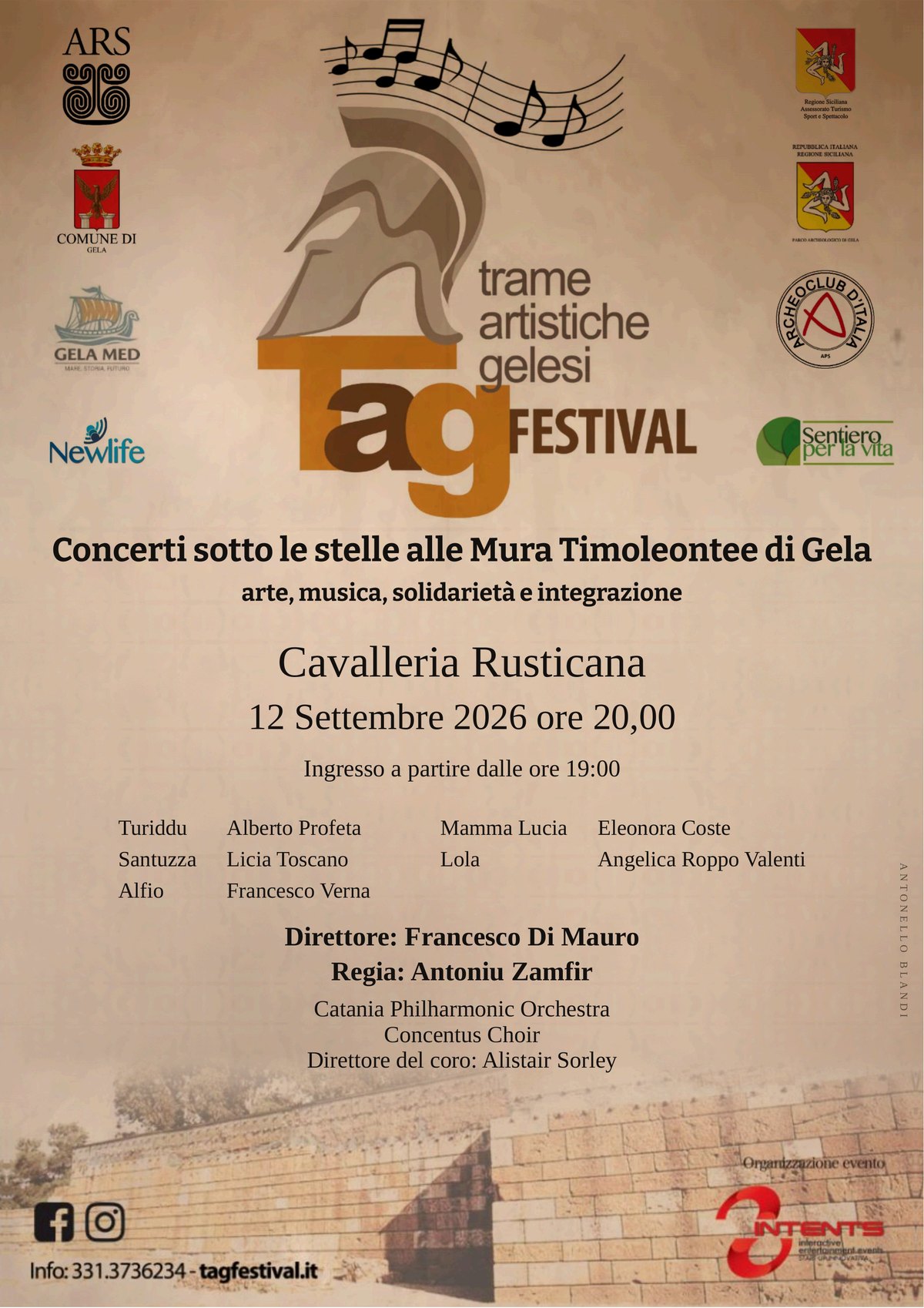 Locandina ufficiale di Cavalleria Rusticana, 12 settembre 2026 alle Mura Timoleontee di Gela