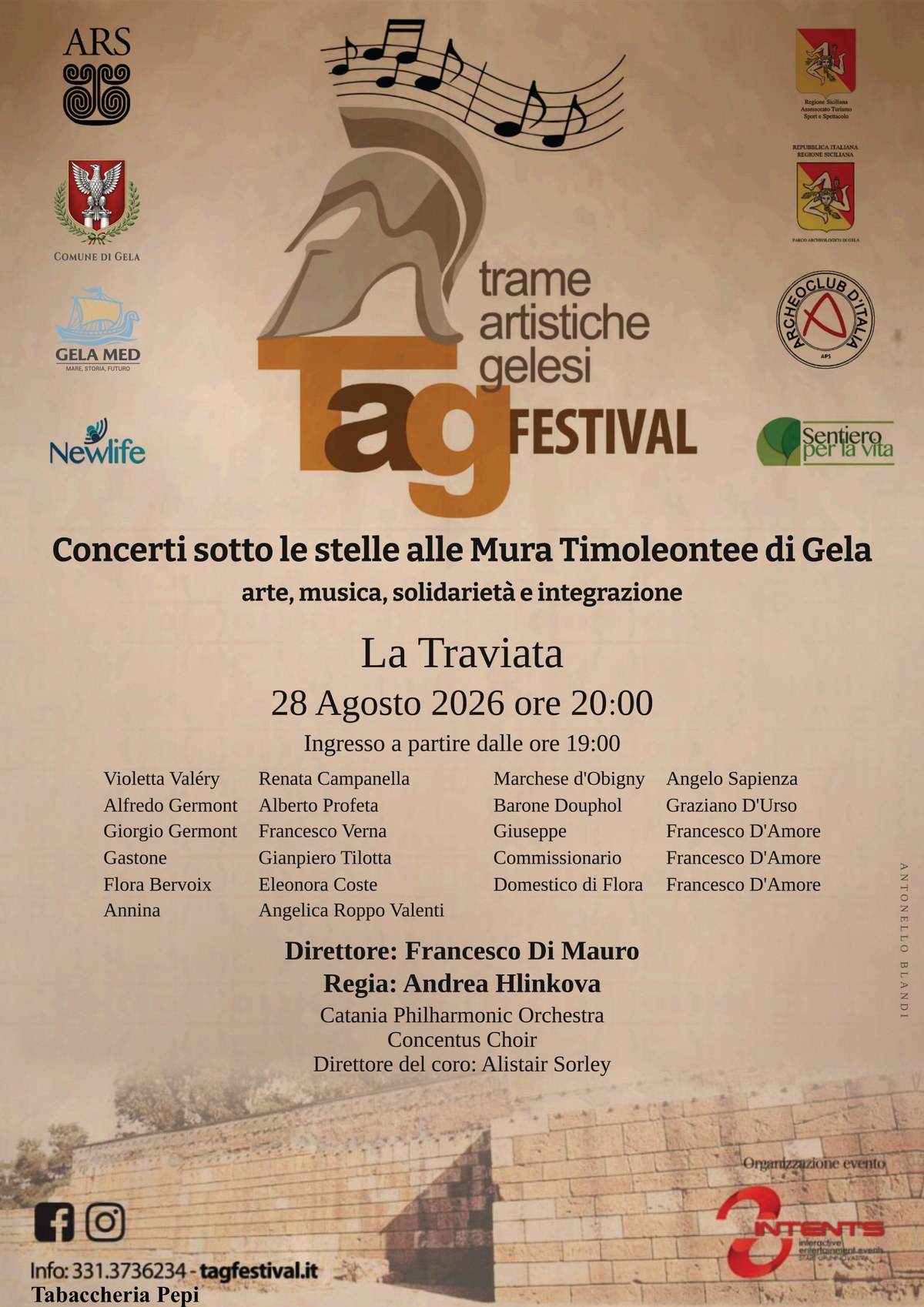 Locandina ufficiale de La Traviata, 28 agosto 2026 alle Mura Timoleontee di Gela